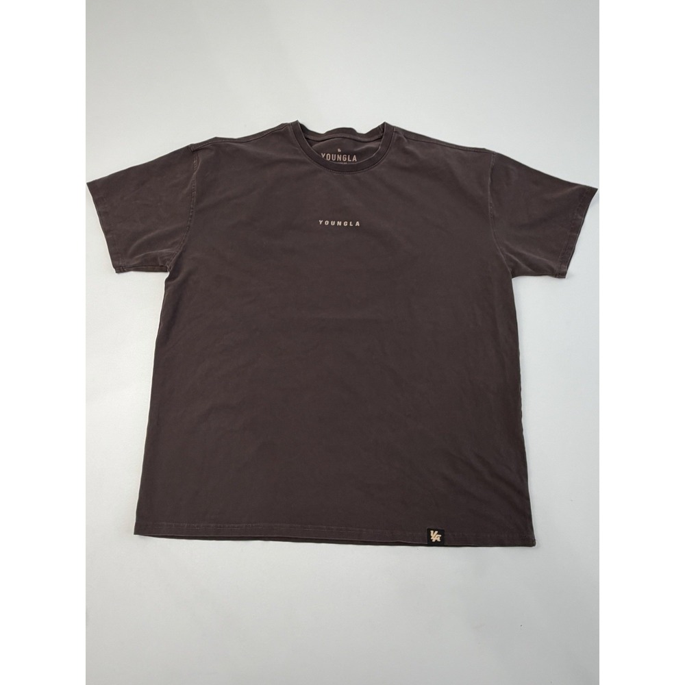 YoungLA 401 Essential Jacked Tee in Chocolate Wash Brown Size XL